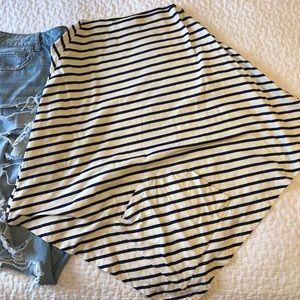 Black and white striped poncho